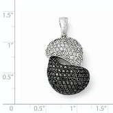 Sterling Silver & Black Rhodium Black & White CZ Pendant